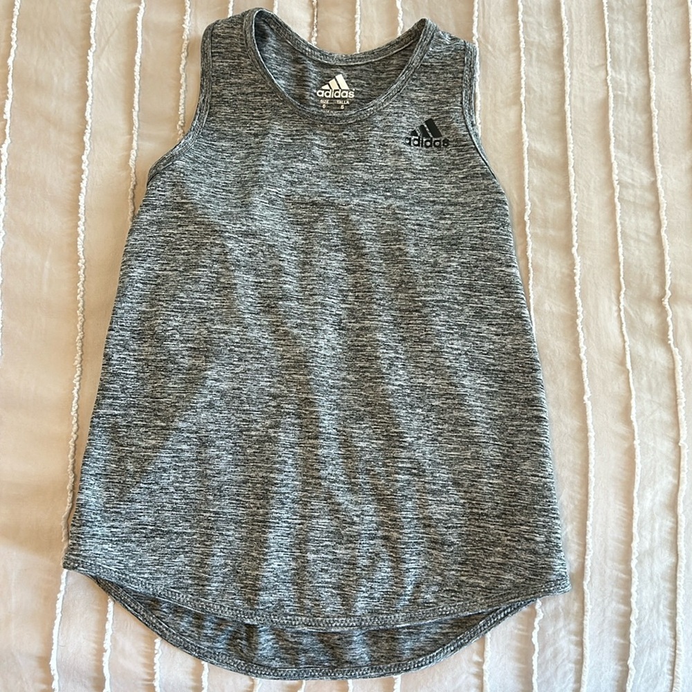 adidas Youth Heather Gray Athletic Tank Top